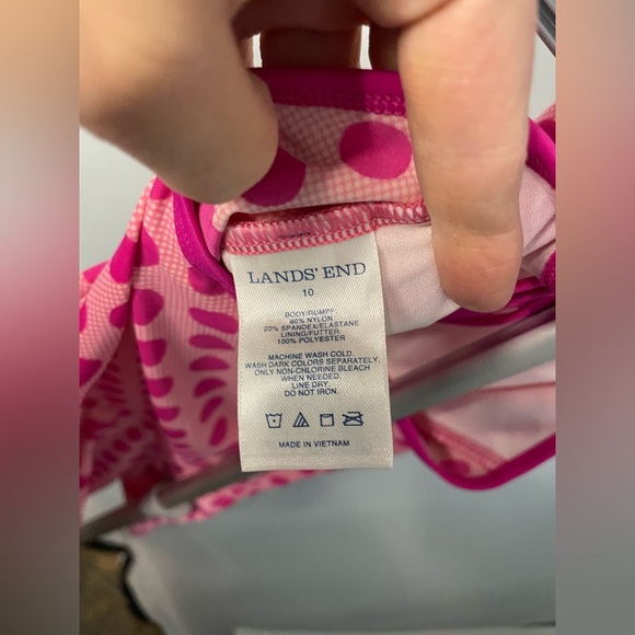 Lands' End Pink Polka Dot Swim Dress | size 10 - Picture 6 of 7